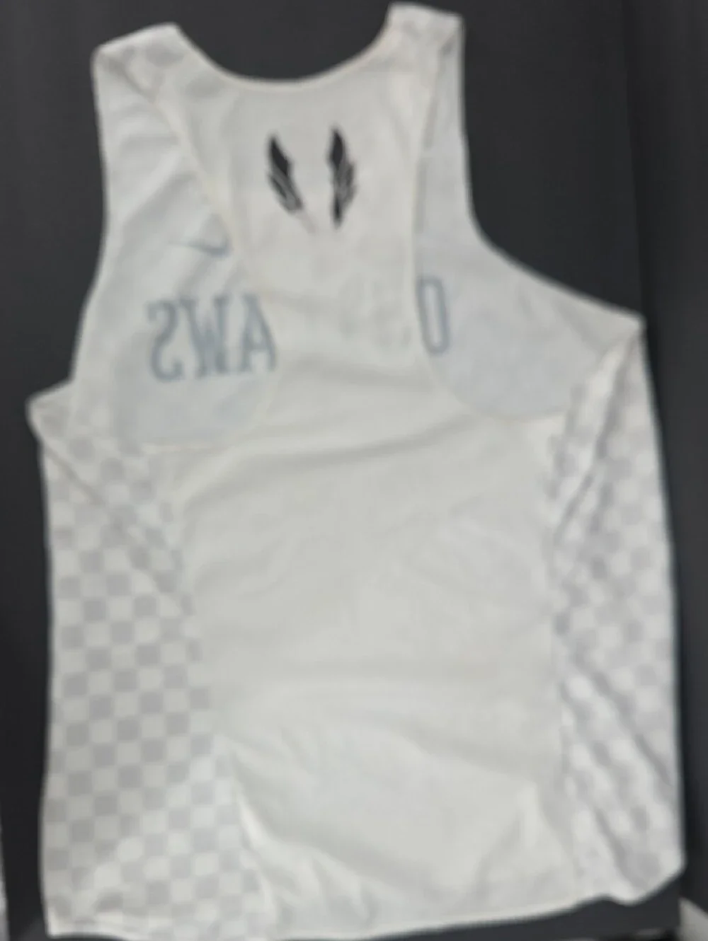 Nike White Checkerboard Outlaws Tank Top with Black Logo